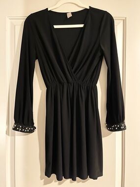 Love Republic Black Mini Dress with Rhinestone Cuffs Size Small